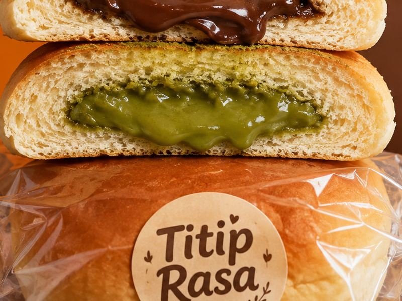 RoKoCa matcha dibelah, isian matcha hijau
